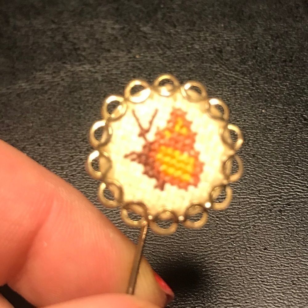Vintage Cross stitch Butterfly Stick Pin Brooch - Picture 2 of 8